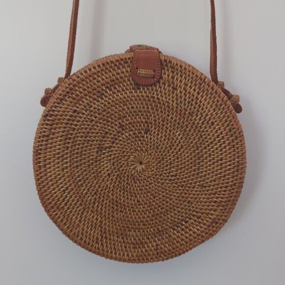 Amerii Rattan Round Crossbody Bag Retro 70s Style Circle Bag - Picture 11 of 12
